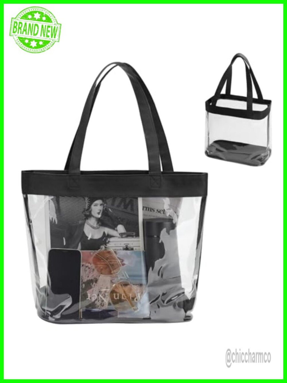 Clear Tote Bag Stadium Approved 12x6x12 PVC Transparent Purse